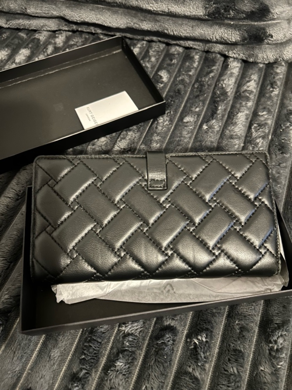 Kurt Geiger Black Quilted Woven Leather Wallet